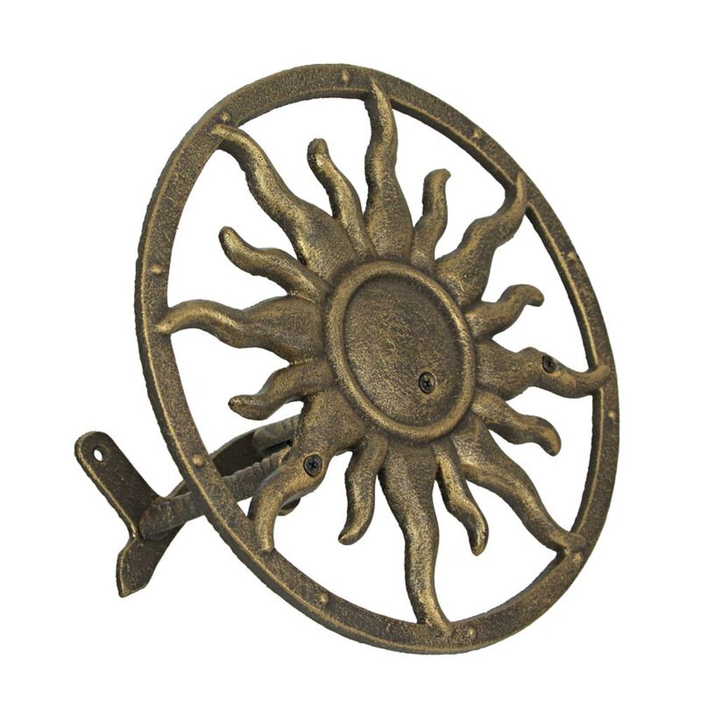 Cast Iron Celestial Sun Wall Mounted Hanging Garden Hose Holder Bronze